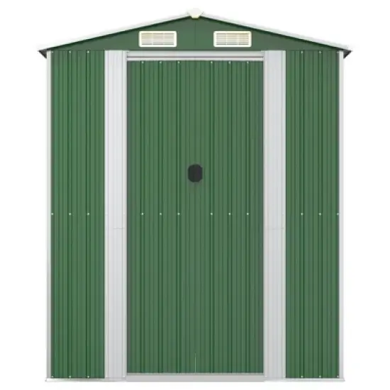 vidaXL Garden Shed Green Galvanized Steel Large Garden Shed - 75.6" x 369.3" x 87.8" image {3}
