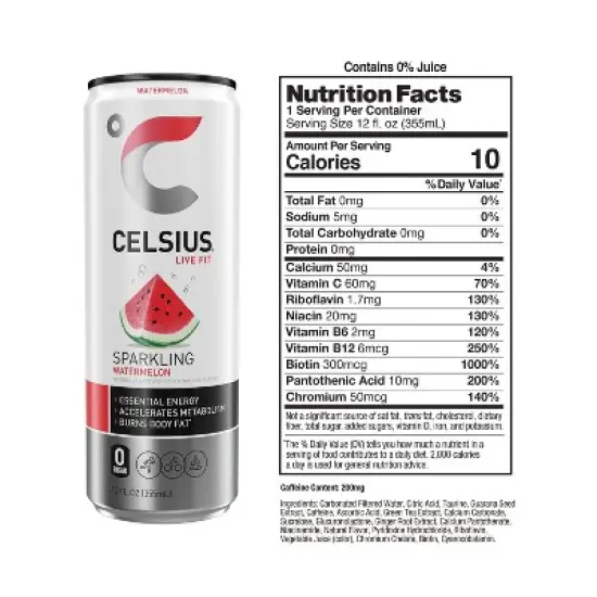 CELSIUS Sparkling Watermelon Functional Energy Drink - 12 fl oz Can image {2}