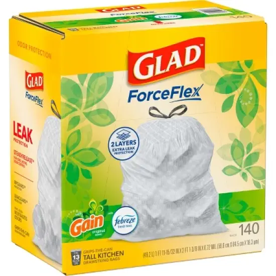 Glad ForceFlex Drawstring Trash Bags - Gain Original - 13gal/140ct image {10}