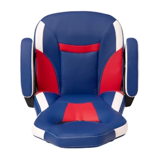 BlackArc High Back Gaming Chair with Red and Blue Faux Leather Upholstery, Adjustable Swivel Seat and Padded Flip-Up Arms image {12}