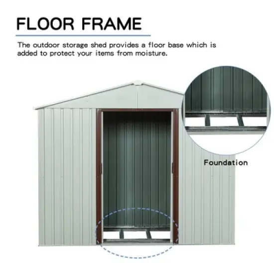 Outdoor Storage Shed 6ft x 5ft Garden Tool House with Window Floor Foundation Shed for Garden Tool Storage Steeple image {3}