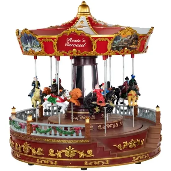 Northlight 14" LED Lighted Animated and Musical Carousel Christmas Decoration image {3}