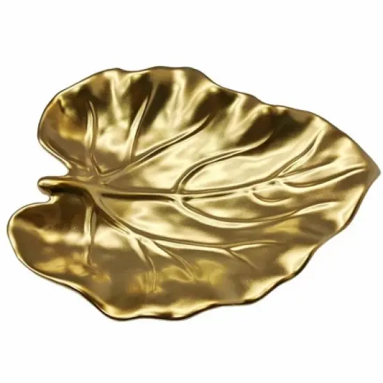 Jiallo Botanic Collection Titanium Porcelain   Leaf plate 9" image {1}