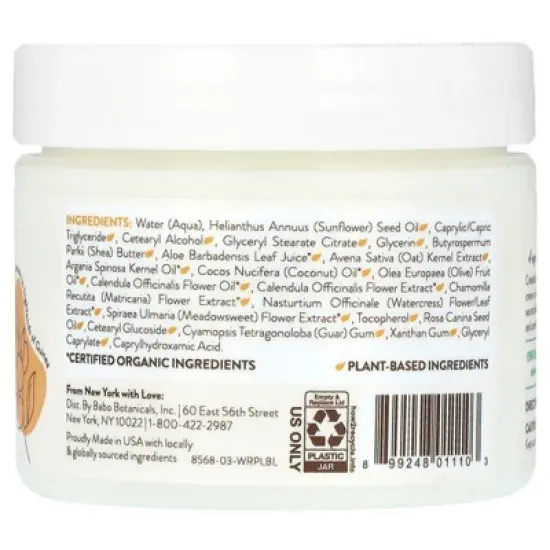 Babo Botanicals Sensitive Baby Fragrance-Free Miracle Cream - Face & Body Moisturizer - For Sensitive Skin - Calendula, Shea Butter, Coconut Oil - EWG image {1}