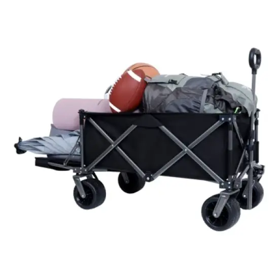 DSVIMOY 300L Collapsible Folding Wagon, Extra Long Collapsible Wagon with Tailgate for Garden Sports Camping, Black&Gray, 49.02"*22.05"*35.04" image {3}