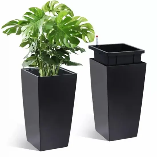 2 Pack Tall Planter with Drainage Holes＆Water Level Monitor＆Inner Bucket image {8}