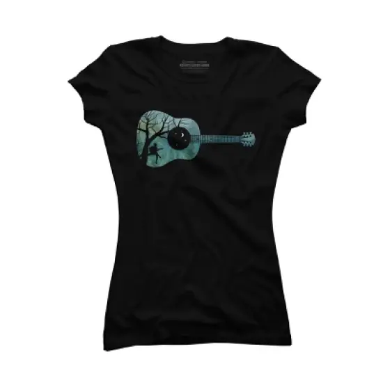 Junior's Design By Humans All I Need is My Music and a Starry Night By Maryedenoa T-Shirt image {2}