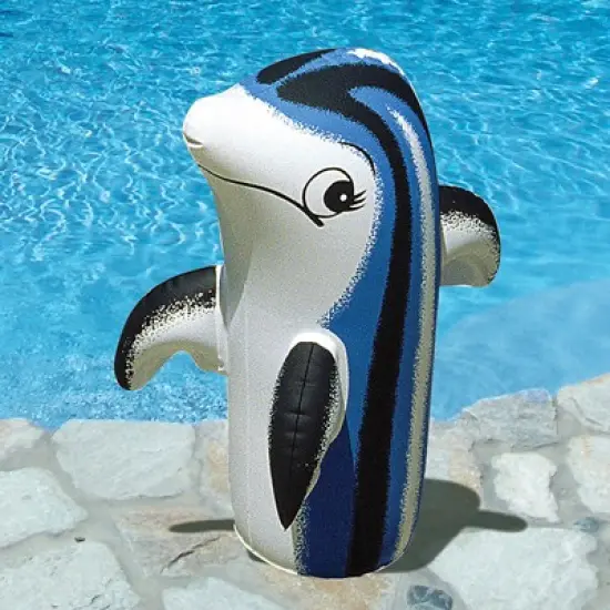 Swimline 18" Inflatable Dolphin Toy Pool and Spa Accessory - Blue/White image {1}