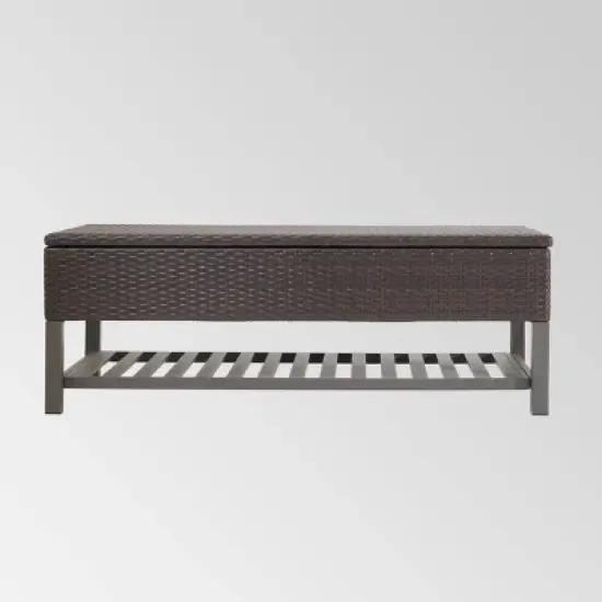 Regent Wicker Storage Bench - Christopher Knight Home image {5}