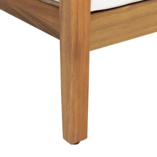 Christopher Knight Home Burchett Outdoor Acacia Wood and Rattan Club Chair with Cushions image {8}