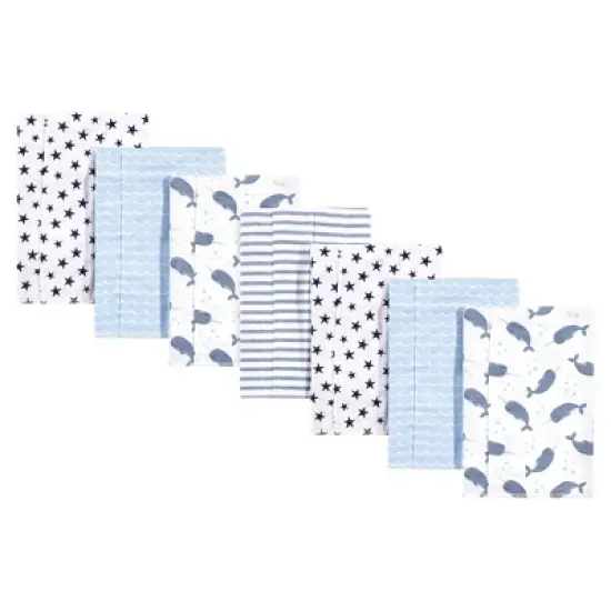 Hudson Baby Infant Boy Cotton Flannel Burp Cloths 7pk, Narwhal, One Size image {1}