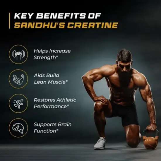 Sandhu's Creapure German Creatine Monohydrate Powder Supplements for Men & Women, Unflavored, 60 Servings, 300 gms, Supports Lean Muscle Building image {3}