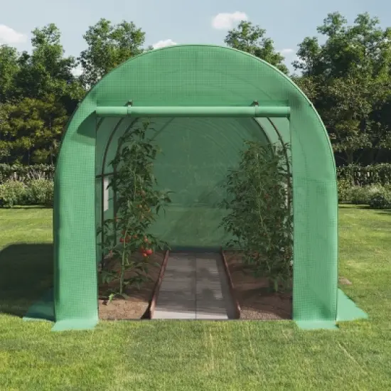 Walk In Greenhouse - 12ft x 7ft x 7ft Outdoor Green House with Vented Windows - Mesh-Reinforced Polyethylene Cover with Steel Frame by Home-Complete image {9}