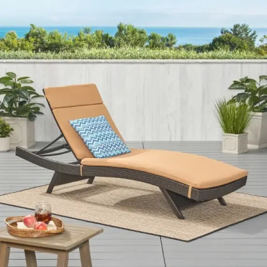 Christopher Knight Home Salem Outdoor Wicker Armless Adjustable Chaise Lounge with Cushion image {21}
