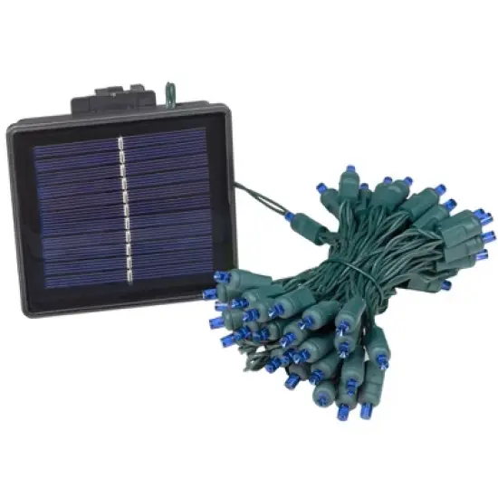 Novelty Lights 50 Light LED Solar Powered String Lights 3" Spacing Green Wire 22.5 Feet image {5}