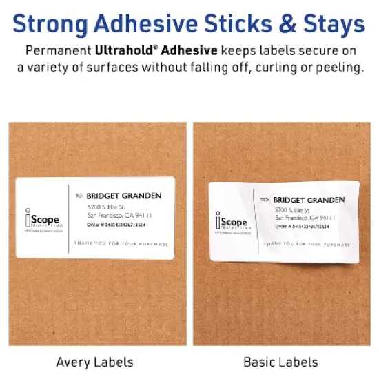 Avery  Waterproof Shipping Labels with Ultrahold Permanent Adhesive, 2" x 4", 100 Labels for Laser Printers (15513) image {3}