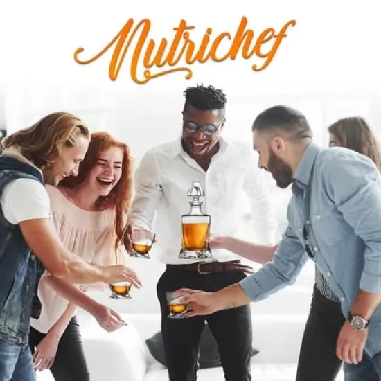 NutriChef Glass Liquor Decanter for Brandy, Wine, Whiskey or Vodka - Food Grade Safe - 750ml/25.36 oz image {2}