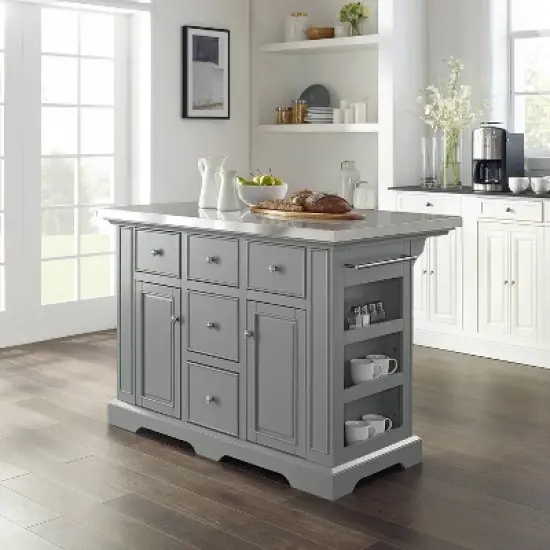 Julia Stainless Steel Top Kitchen Island - Crosley image {1}