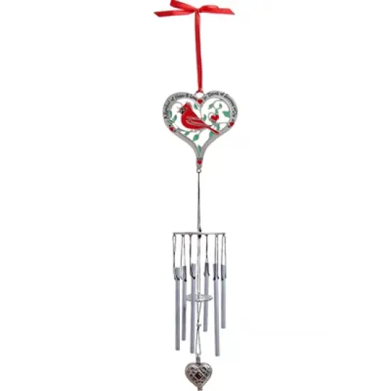 The Lakeside Collection Memorial Cardinal Wind Chime W/Heart Ash Locket image {2}