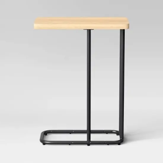 Mixed Material Wood and Metal Rectangle Top C Table Natural Wood - Room Essentials&trade; image {2}