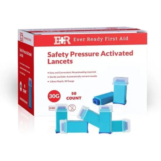 Ever Ready First Aid Safety Pressure Activated Lancets, Sterile Push Lancets with 30 Gauge for Blood Sugar Testing image {6}