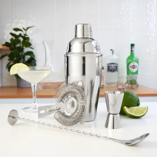 True Fortify Barware Set, Cobbler Shaker, Jigger, Muddler, Bar Spoon Stick, Hawthorne Strainer image {6}