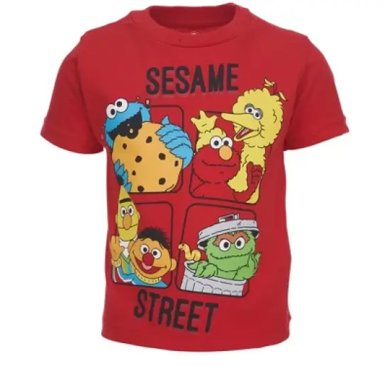 Sesame Street Bert and Ernie Oscar the Grouch Big Bird 4 Pack T-Shirts Toddler  image {1}