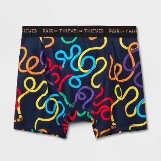 Pair of Thieves Men's Colorful Lines Super Fit Boxer Briefs - Blue image {2}