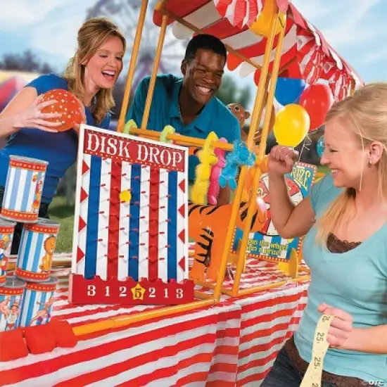 Fun Express Drop Disk Game - Wood Gamboard, Includes 6 Disks - Carnival and Party Game image {1}