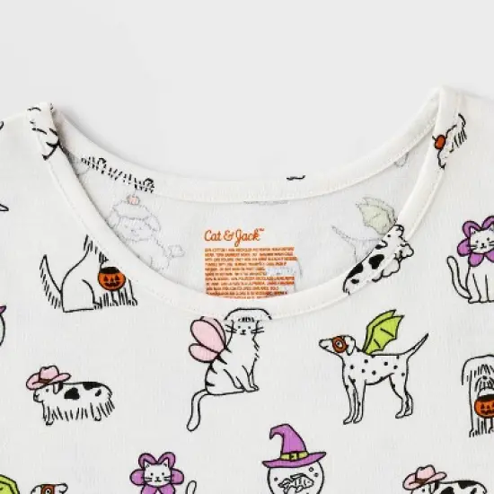 Girls' Adaptive 2pk Short Sleeve Halloween Dress - Cat & Jack&trade; Cream/Lavender image {2}