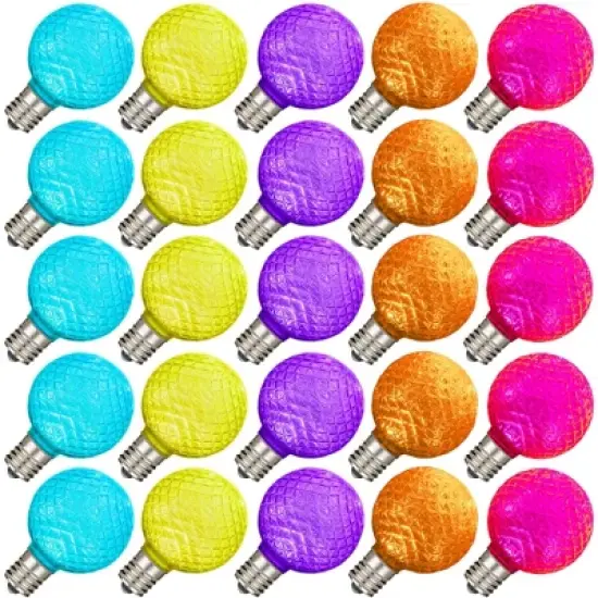 Novelty Lights 25 Pack Plastic Diamond Faceted G40 Globe LED String Light Replacement Bulbs E12 Base image {8}