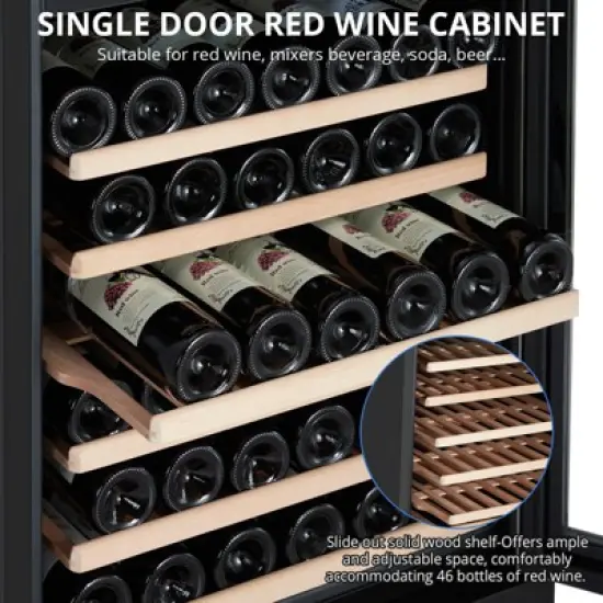 24'' Wine Cooler Refrigerator - 46 Bottle Capacity, Stable Temperature Control, Digital Control Panel image {5}