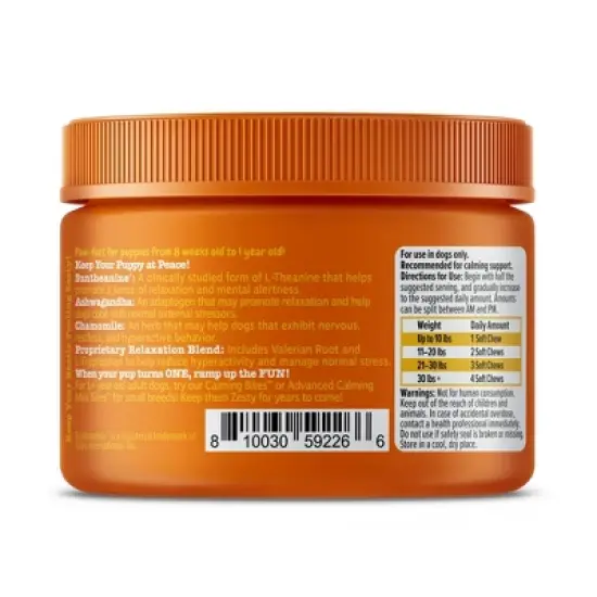 Zesty Paws Calming Bites Turkey Flavor Dog Vitamin and Supplements - 90ct image {1}