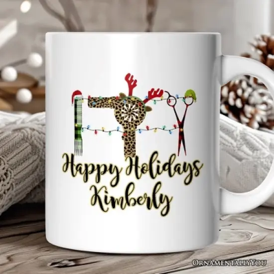 Hairdresser Buffalo Plaid Christmas Mug (Non-Custom Only)| OrnamentallyYou image {4}