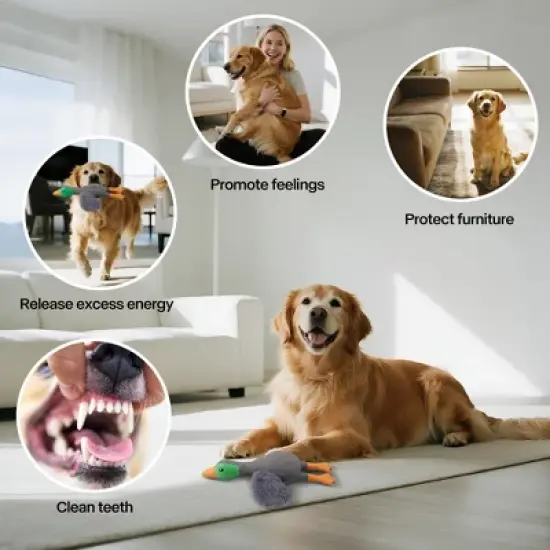 Allforpaws Squeaky Latex Dog Toys Filled with Crepe Paper Plush Wings, Soft Wing Mallard, 11.22", Gray image {1}