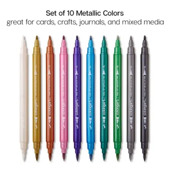 KINGART Twin-Tip Metallic Pens 10 Colors image {4}