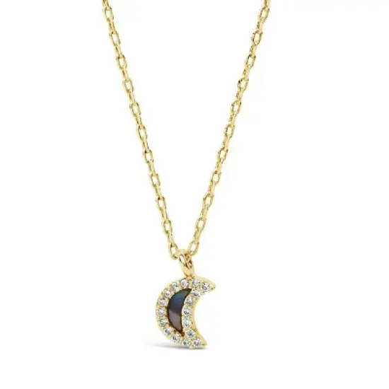 SHINE by Sterling Forever Sterling Silver CZ & Shell Moon Pendant Necklace image {5}