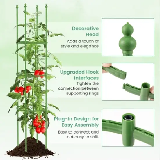 Costway 2-Pack Garden Trellis 57" Plant Support & Tomato Cages with Adjustable Height image {4}