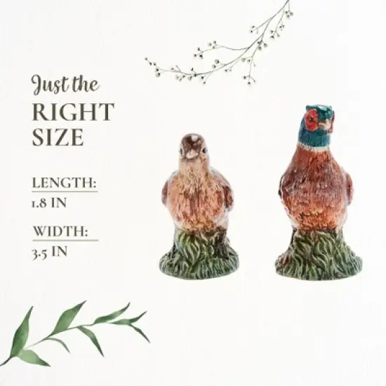 Spode Woodland Festive Woodland Pheasant Salt & Pepper Shakers - Rustic Bird Table Accents, Fall Dining D&eacute;cor, Male and Female Dolomite Pheasants image {6}