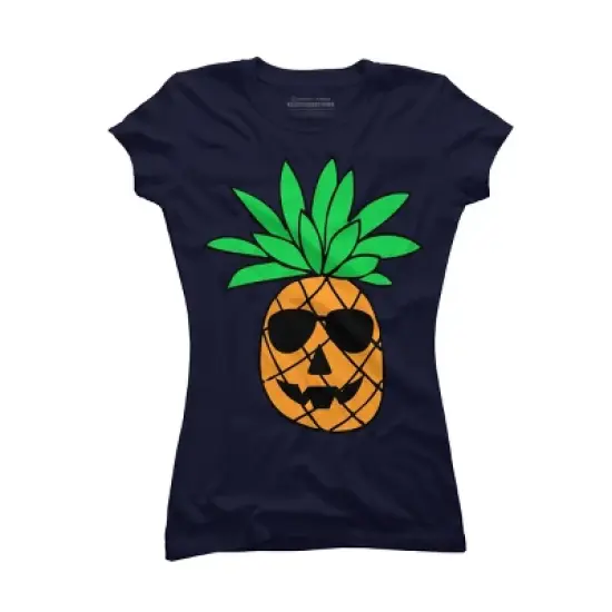 Junior's Design By Humans HALLOWEEN PINEAPPLE PUMPKIN THEMED By Ujangkasep T-Shirt image {4}
