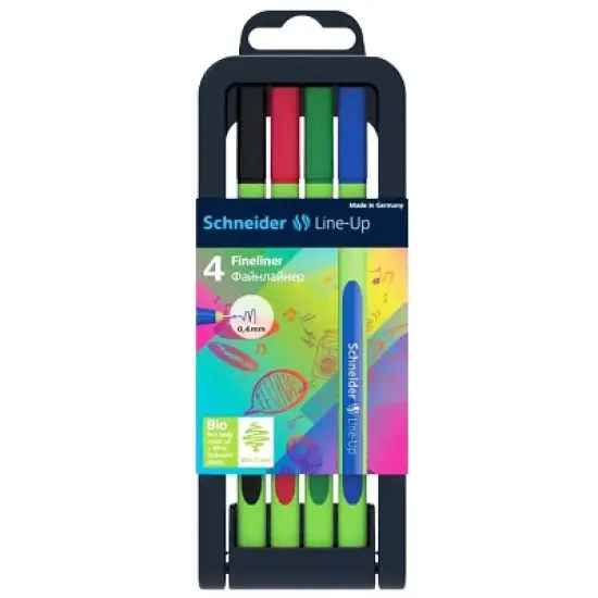 Schneider&reg; Line-Up Fineliner Pen, 0.4 mm, Adjustable Case Stand, 4 Assorted Ink Colors image {2}