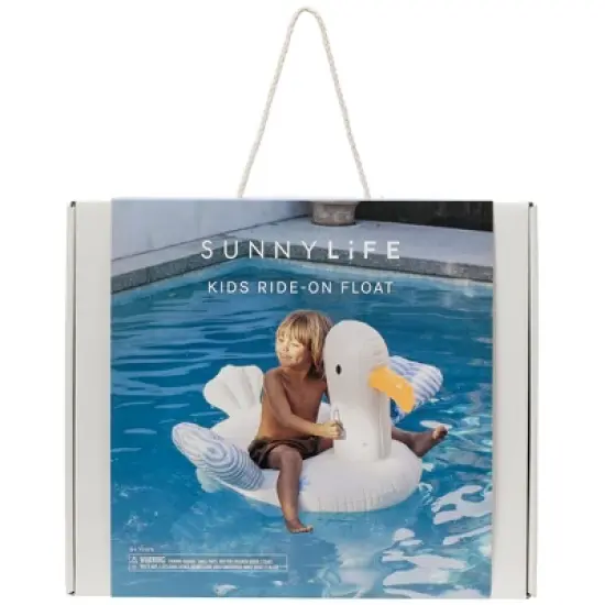 Sunnylife Kids Ride-On Float - Sid The Seagull Blue Stripe, Inflatable image {1}