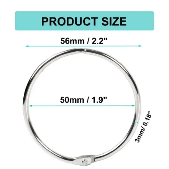 Unique Bargains Metal Loose Leaf Bundle Book Rings Keyrings 2.2" Outside Dia Silver Tone 4 Pcs image {5}