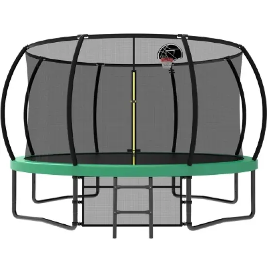 HFYee 12/14/16FT Kids Adventure Trampoline Safety Enclosure & Ladder for Outdoor Play for Ages 6-12 image {9}