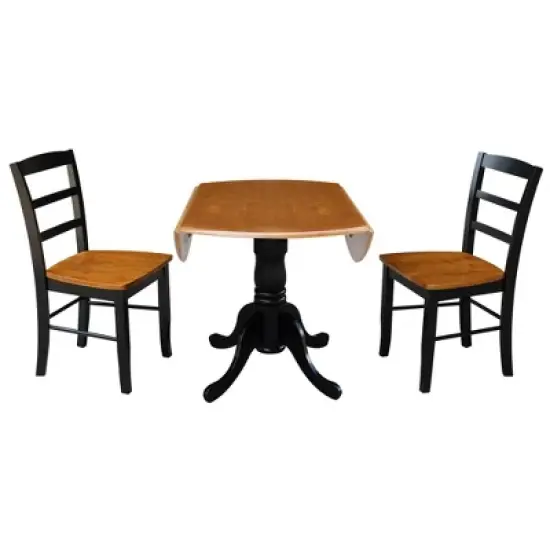 Set of 3 42" Dual  Table with 2 Madrid Chairs Dining Sets Black/Red - International Concepts image {9}