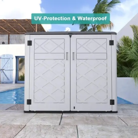 4.43 ft. W x 2.85 ft. D Durable Resin Storage Shed, Weather-Resistant Outdoor Storage Cabinet for Home, Patio and Garage image {1}