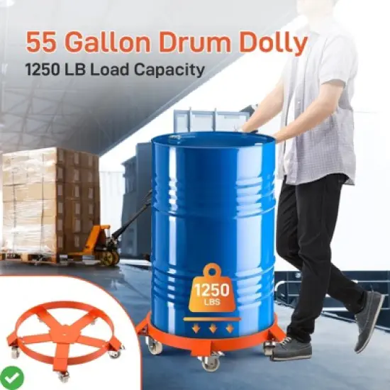 55 Gallon Drum Dolly Heavy Duty 1000LBS Load Capacity Drum Cart Non Tipping Hand Truck w/ 4/5 Swivel Casters Wheel image {1}