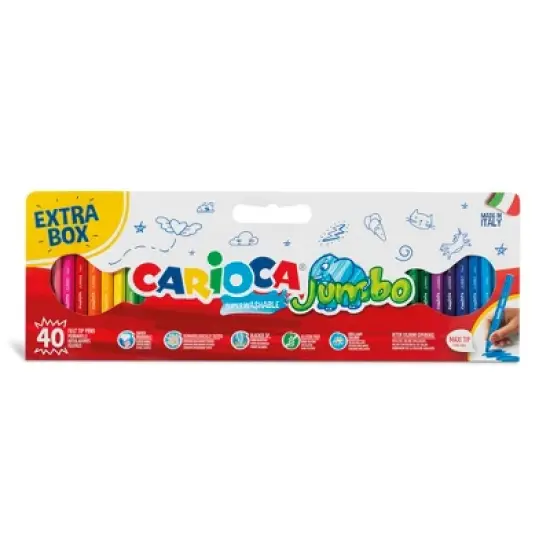 CARIOCA Jumbo Maxi Tip Felt Tip Washable Pens - 40 Pieces image {4}