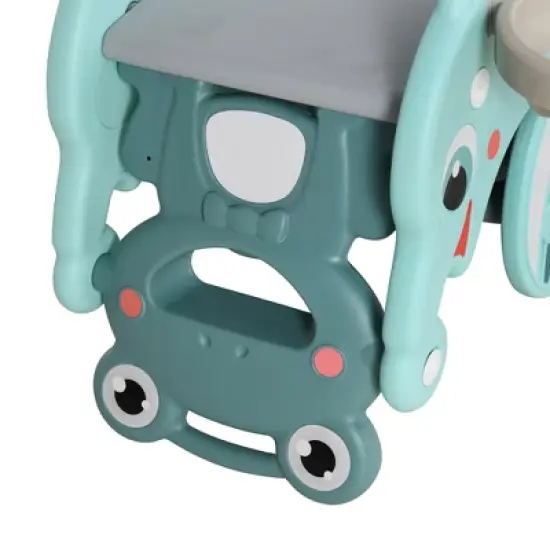 Qaba 3-in-1 Kids Portable Slide Rocking Horse Toy with Basketball Hoop for Age 3-5 Boys and Girls image {4}