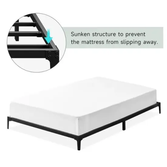Whizmax 6 Inch Low Profile Bed Frame, Heavy Duty Metal Platform Bed Frame, Mattress Foundation, No Box Spring Needed image {4}